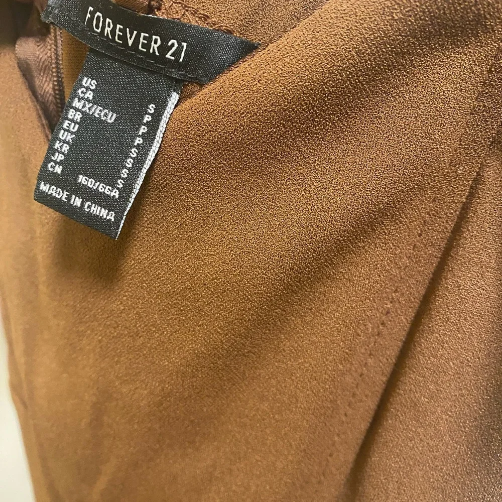 Forever 21  Brovn Jumpsuit Wide-Leg Structured - Picture 6 of 10